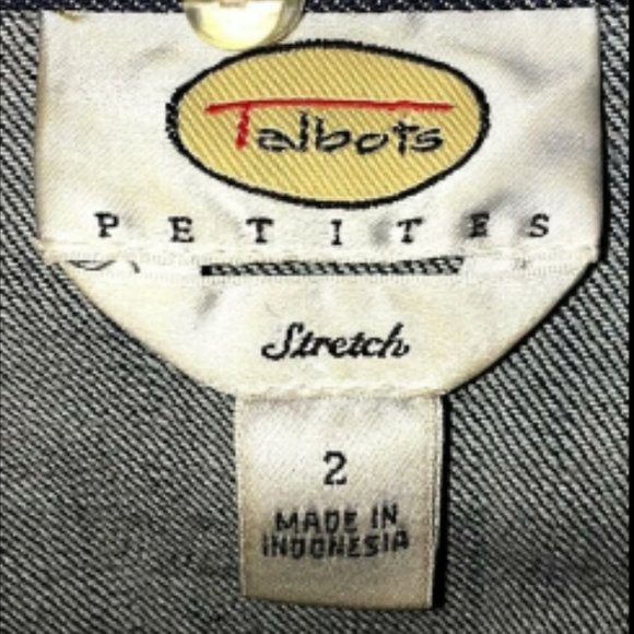 Talbots Denim Jean Jacket Sz 2P Stretch 3 Buttons Tailored Fit Tapered Waist - Picture 7 of 12